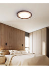 modern yellow travertine walnut wood led flush mount ceiling light