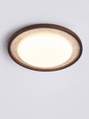 modern yellow travertine walnut wood led flush mount ceiling light