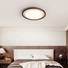 modern yellow travertine walnut wood led flush mount ceiling light