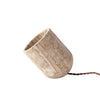modern yellow travertine wood cylinder table lamp