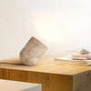 modern yellow travertine wood cylinder table lamp