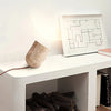modern yellow travertine wood cylinder table lamp