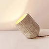modern yellow travertine wood cylinder table lamp
