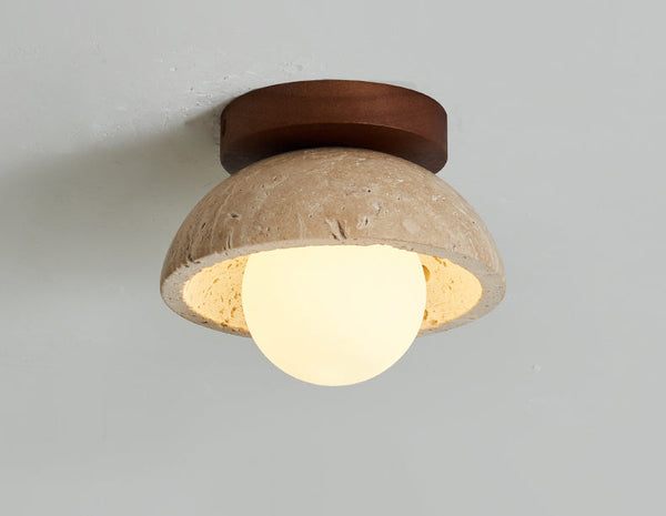 modern yellow travertine wood flush mount ceiling light