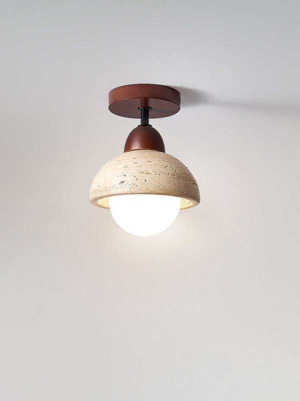 modern yellow travertine wood flush mount ceiling light