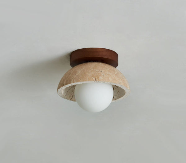 modern yellow travertine wood flush mount ceiling light