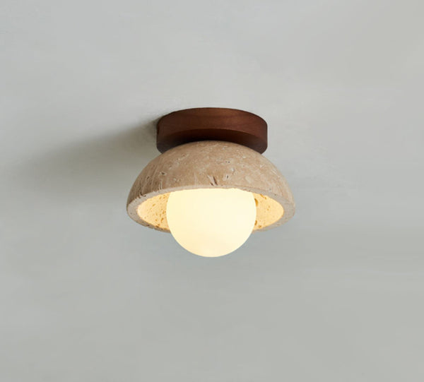 modern yellow travertine wood flush mount ceiling light