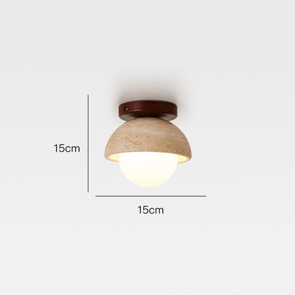 modern yellow travertine wood flush mount ceiling light