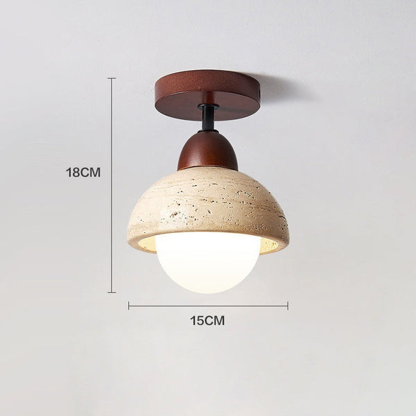 modern yellow travertine wood flush mount ceiling light