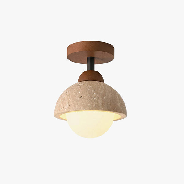 modern yellow travertine wood flush mount ceiling light