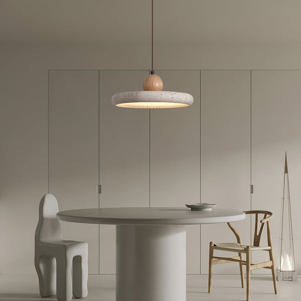 modern yellow travertine wood led pendant light