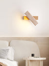 modern yellow travertine wood linear led wall sconce
