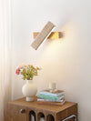 modern yellow travertine wood linear led wall sconce