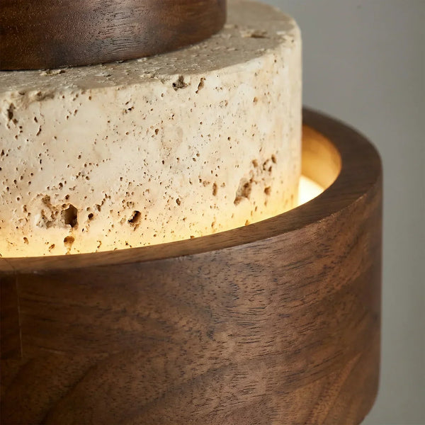 modern yellow travertine wood round flush mount ceiling light