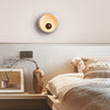 modern yellow travertine wood sphere wall lamp