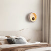 modern yellow travertine wood sphere wall lamp