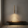 modern yellow travertine wood stick pendant light