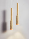 modern yellow travertine wood stick pendant light