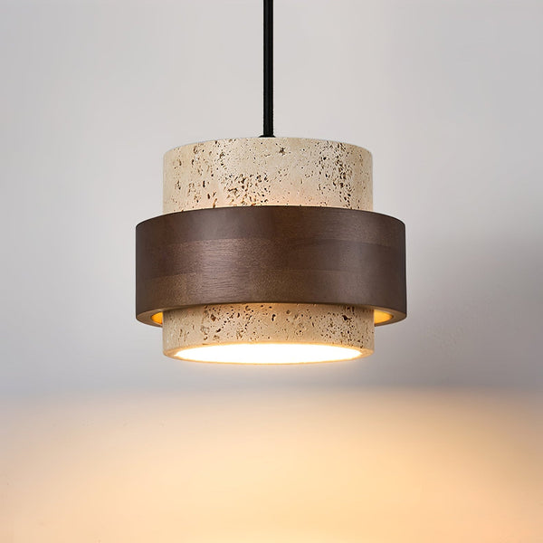 modern yellow travertine wood wall sconce