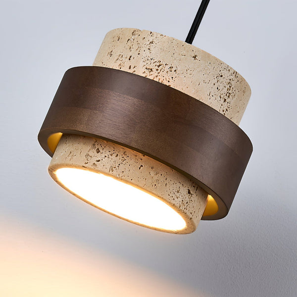 modern yellow travertine wood wall sconce