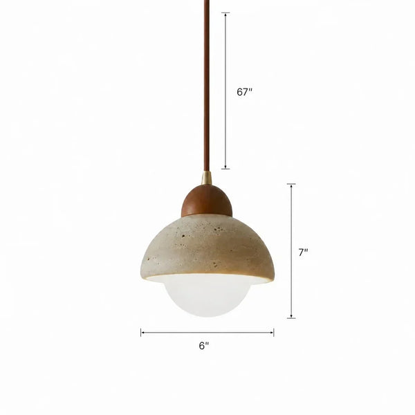 natural travertine stone dome pendant light