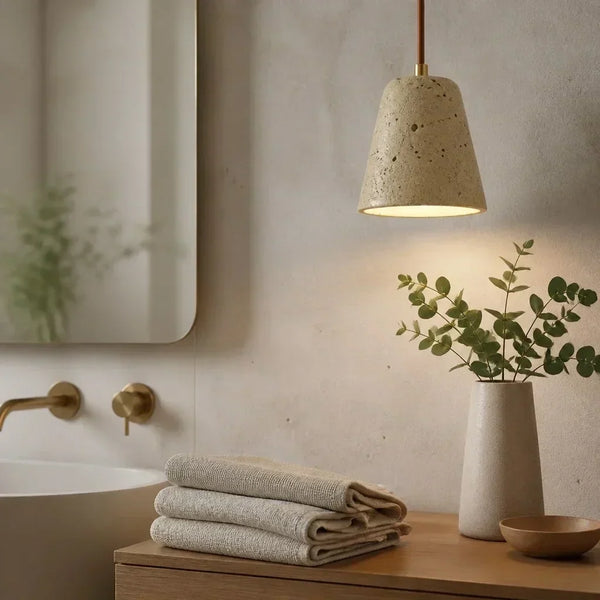 natural travertine stone dome pendant light