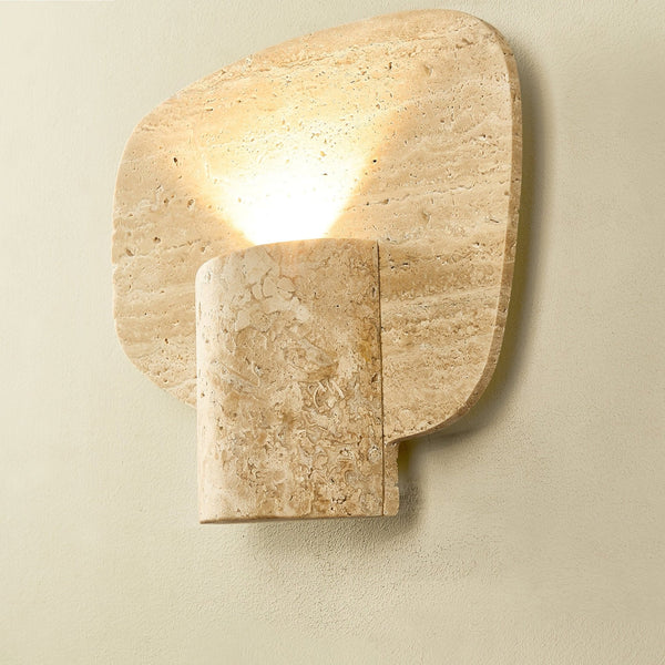 natural yellow travertine cylinder wall sconce