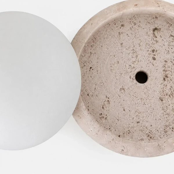 neutral travertine glass globe led table lamp