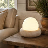 neutral travertine glass globe led table lamp