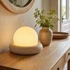 neutral travertine glass globe led table lamp