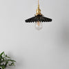 Nordic Vintage Ceramic Pleated Design Brass Led Pendent Lighting For Bedside Dining Table