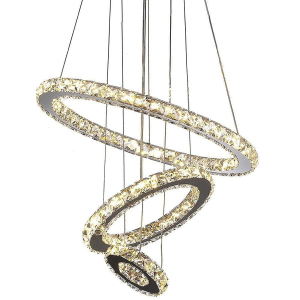 3 Ring Adjustable Circles Tiered Crystal Bling Hanging Modern Chandeliers