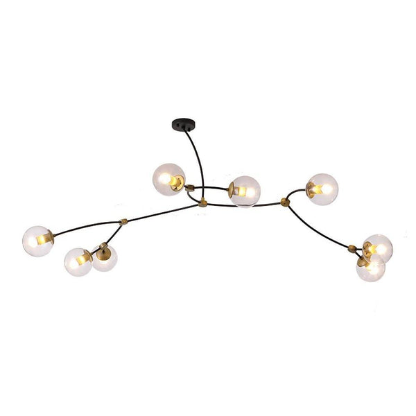 Modern 8 Light Led Chandelier With Electroplated Metal And Glass Globes