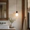 organic travertine wood pendant light