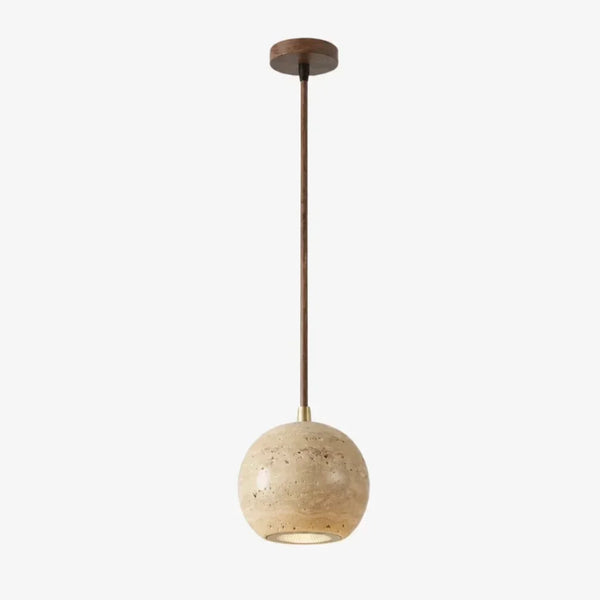 organic travertine wood pendant light