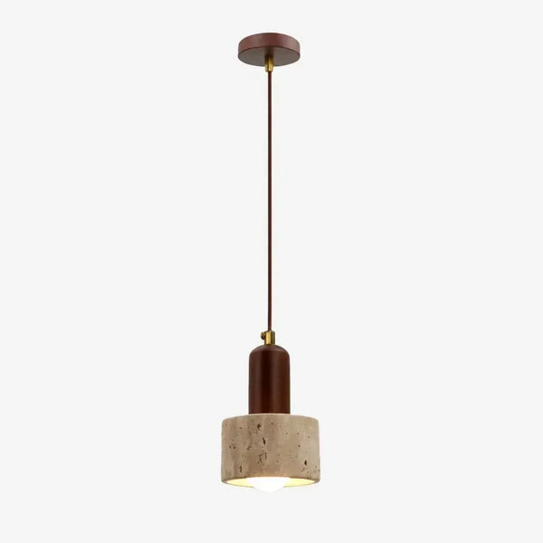 organic travertine wood pendant light