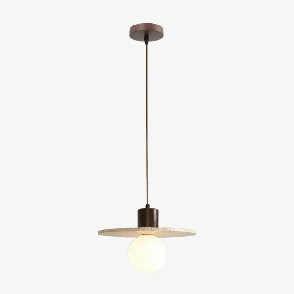 organic travertine wood pendant light