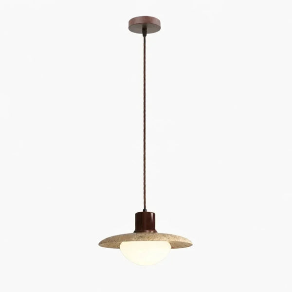 organic travertine wood pendant light