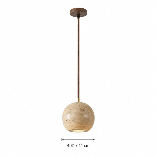 organic travertine wood pendant light