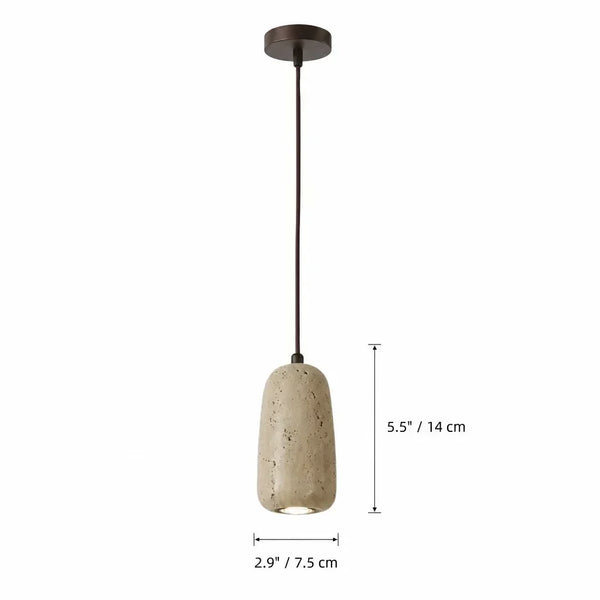 organic travertine wood pendant light