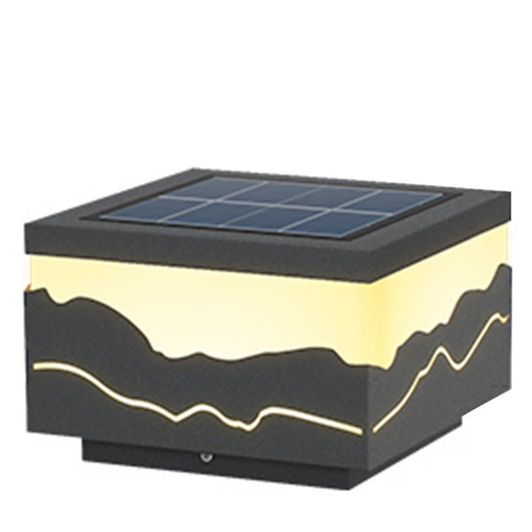 Outdoor Fence Post Light Solar Waterproof Led Mountains Peaks Landscape Decorative Lighting