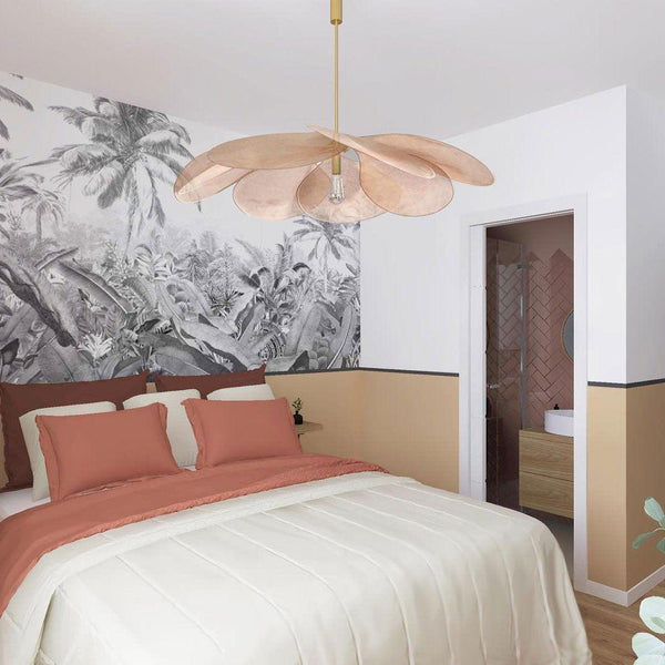petal fabric pendant light gold metal for dining room bedroom