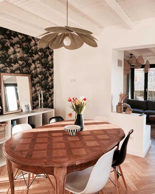 petal fabric pendant light gold metal for dining room bedroom