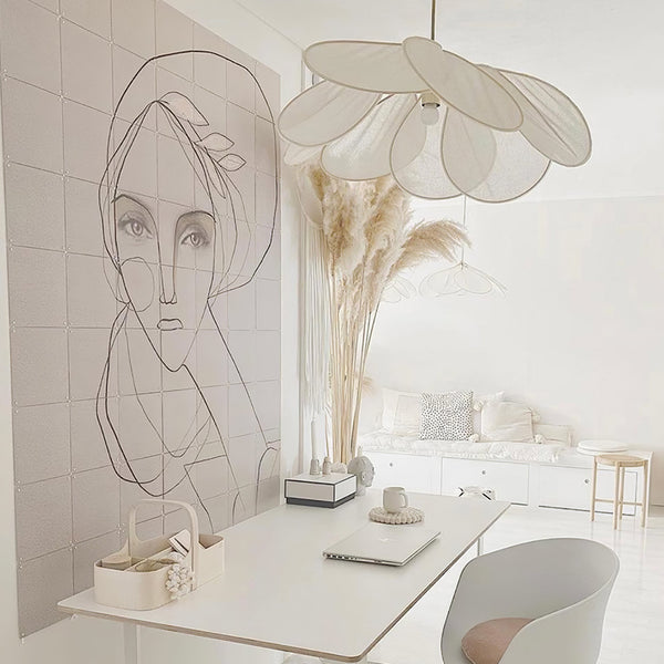 petal fabric pendant light gold metal for dining room bedroom