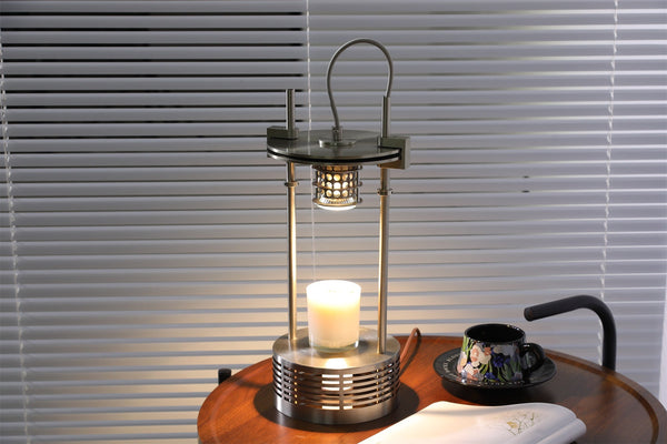 polished stainless steel aroma table lamp