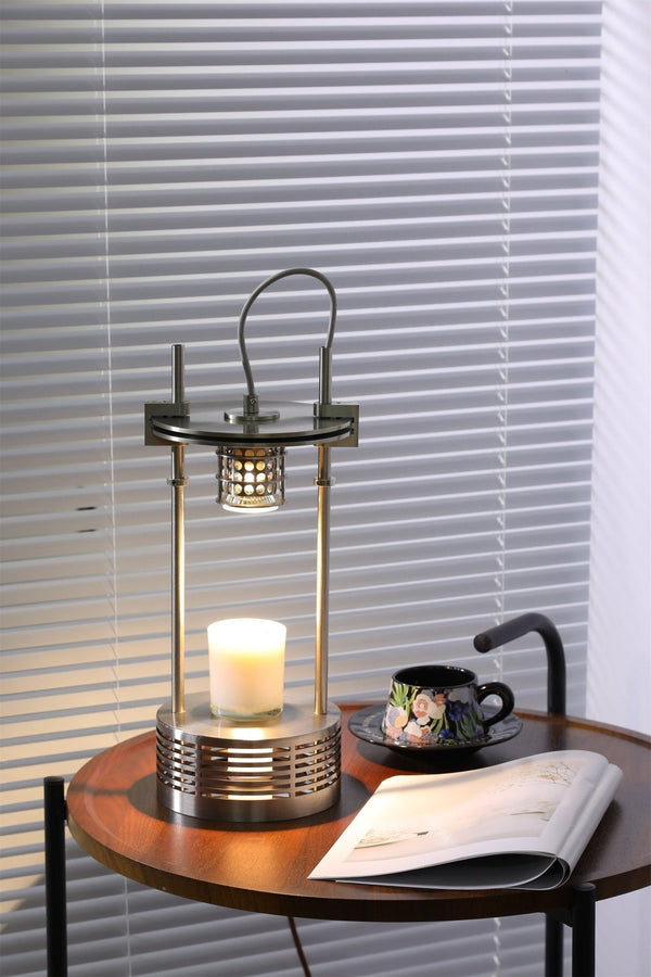 polished stainless steel aroma table lamp