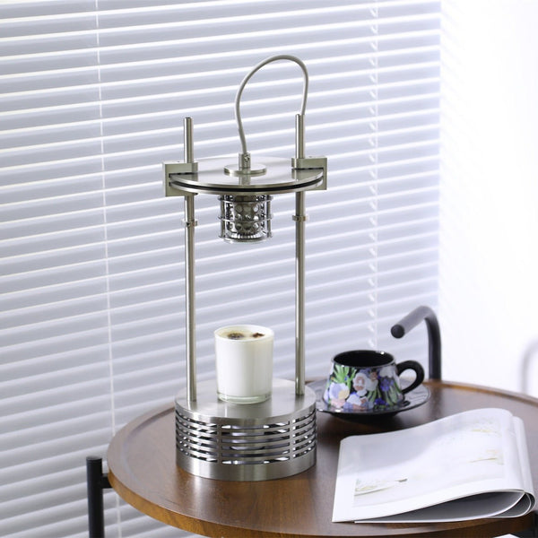 polished stainless steel aroma table lamp
