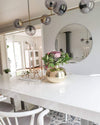 Orb Glass Pendant Light with Brass Accents for Dining Room and Kitchen Island