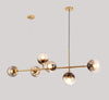 Orb Glass Pendant Light with Brass Accents for Dining Room and Kitchen Island