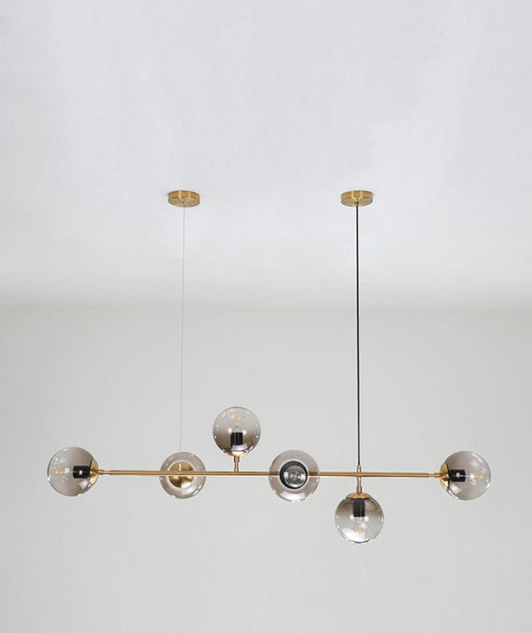Orb Glass Pendant Light with Brass Accents for Dining Room and Kitchen Island